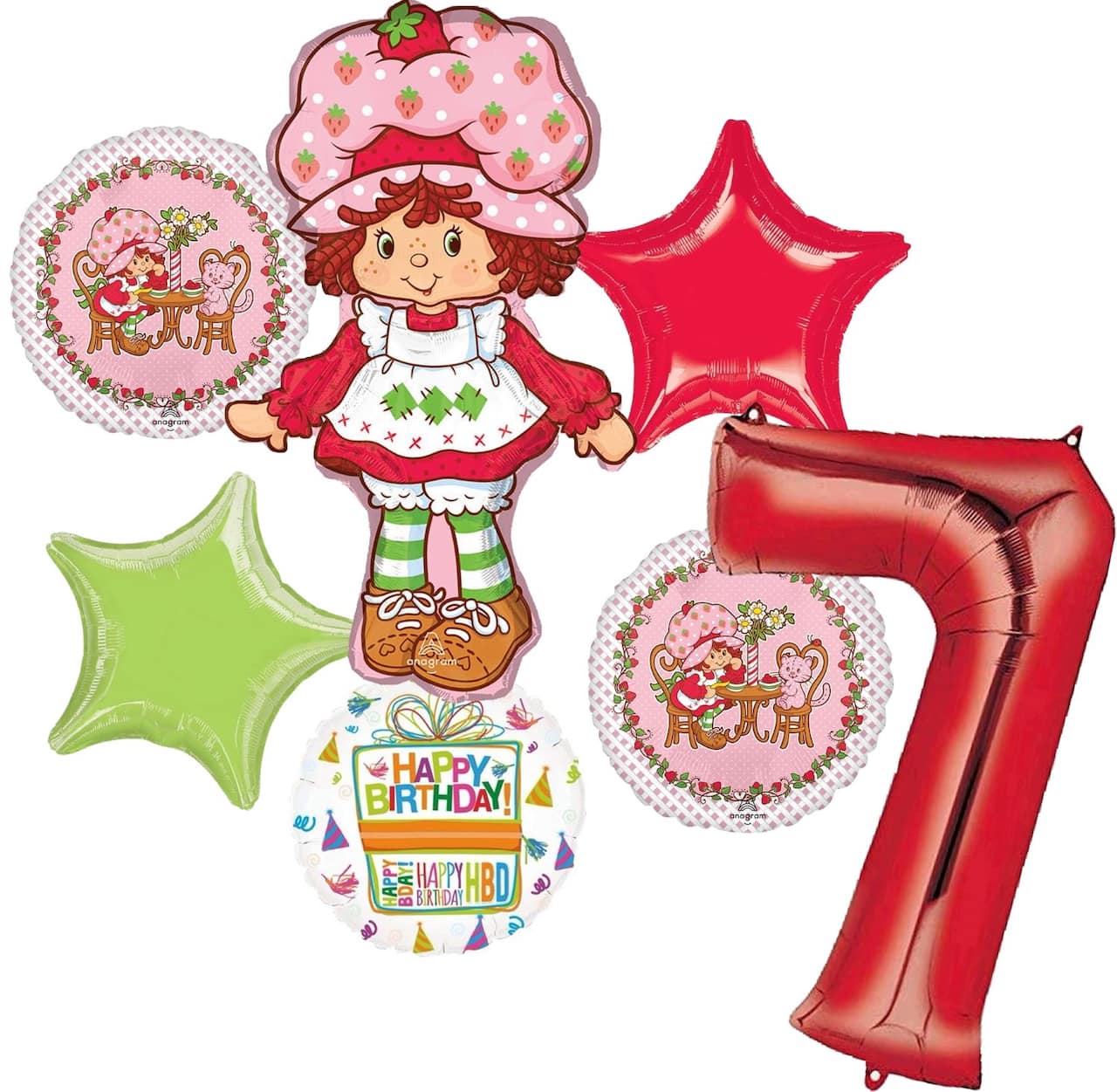Strawberry Shortcake™ Birthday 7-Piece Foil Balloon Bouquet
